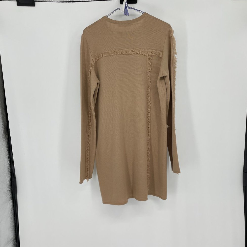 MSGM Tan Wool long sleeve fringe sweater dress - Picture 10 of 14